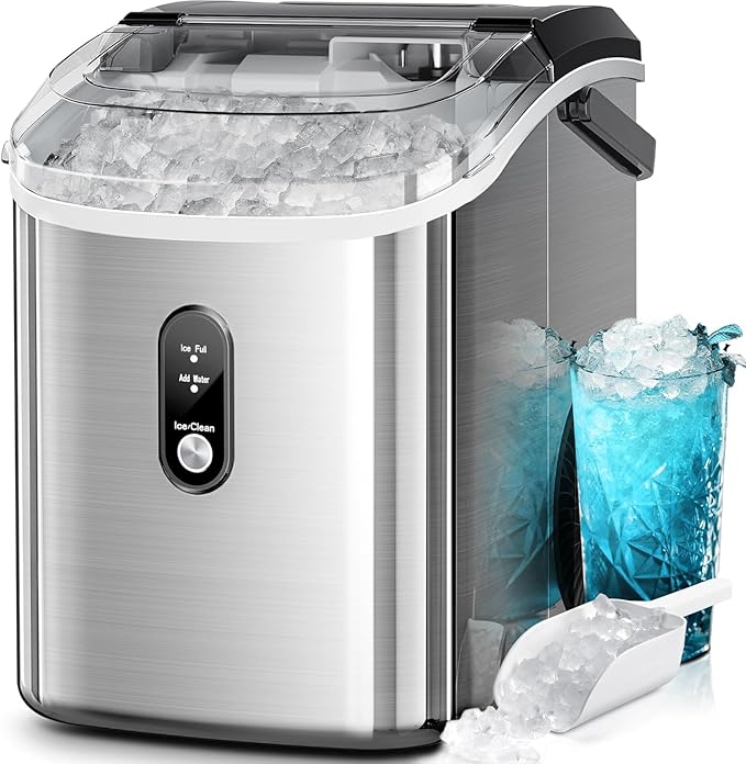 Kismile countertop ice maker with self-cleaning and one-click operation